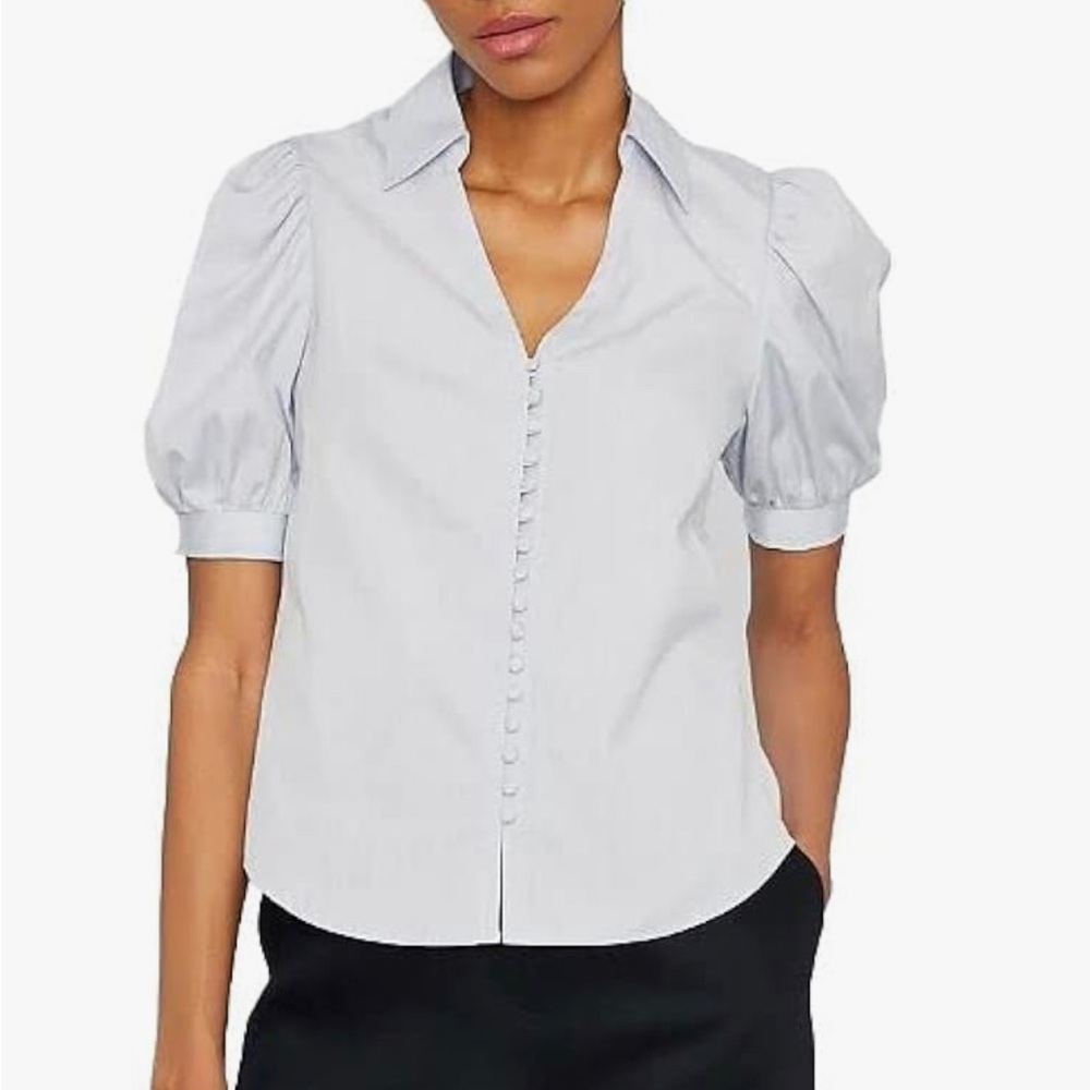 Elegant club Monaco NWT blue and White stripe Puff Sleeve Top SIZE M